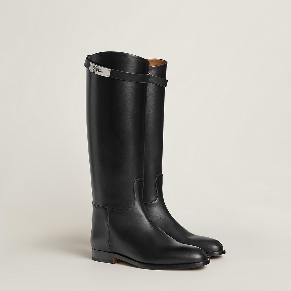 Hermes Black Leather Boots